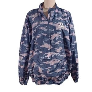Reebok 1/4 Zip Blue & Lilac Camo Pullover, Oversized Large To XLarge